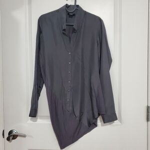 NWOT Lavish by Heidi Klum Gray Maternity Asymmetrical Button-Up Blouse Size S